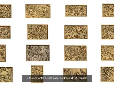 20 Ornamental murals decor set Pack 01 3D Model Collection