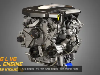 V6 V8 V12 Car Engines with Full External and Internal Parts 3D Model Collection