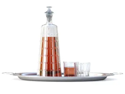 Whiskey decanter with glasses v01  3D model