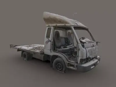 Wreck of a delivery van 3D model