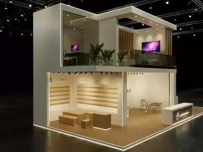 Double decker booth 3D Model 12m x 6 m  - 72 square meters  3D model
