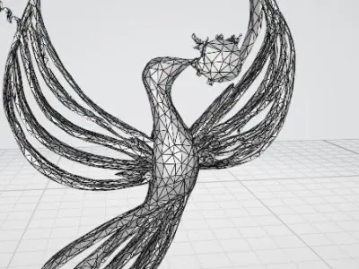 Phoenix Light Necklace  Elegant Rose Gold Bird with Diamond 3D print model