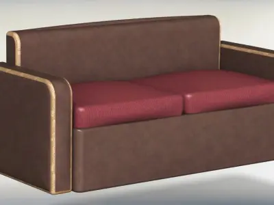 Minimalist Couch - Leather and steel Free 3D model