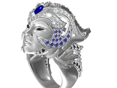 Magerit Crystal Ethinic Gothic Ring  3D print model