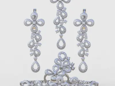 Ring Bracelet Earring and Pendant Set 3D printable model 0014 3D Model Pack