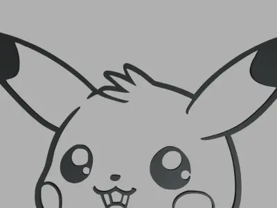 Pikachu Wall Silhouette 01 3D print model