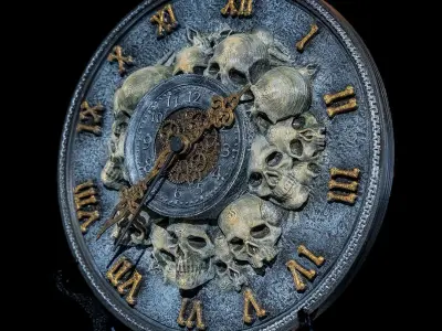 Timeless Skull Wall Clock 3D print model