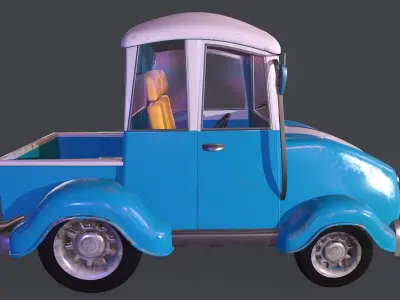 Asset - Cartoons - Car - Truck  Low-poly 3D model