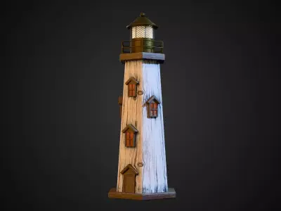 Wooden Lighthouse Decor Low-poly 3D model