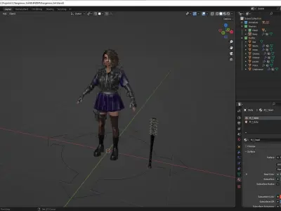 Dangerous Girl - Modular - Rigged - Animated Low-poly 3D model