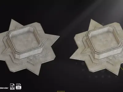 20 Concrete Fountains Game Ready Pack Low-poly 3D model