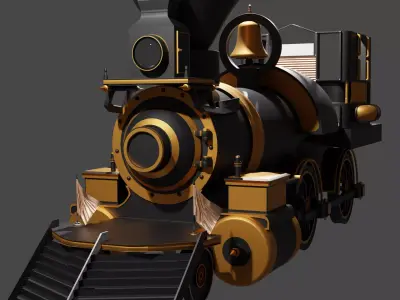 Train steam locomotive gold 3D model