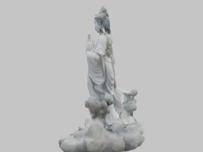 Guanyin Statue Chinese Goddess of Mercy 3D Model Low-poly 3D model