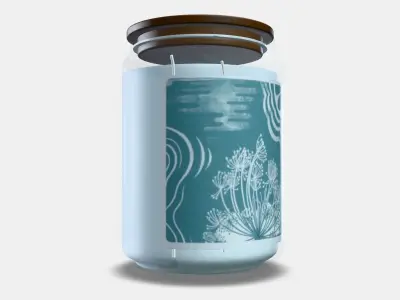 BUKETTAPEL scented candle in a jar 2 wick lids Low-poly 3D model