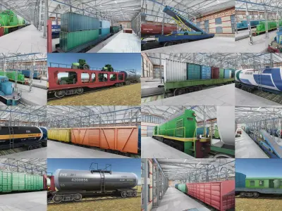 Railway Trains Collection 3D Model Pack