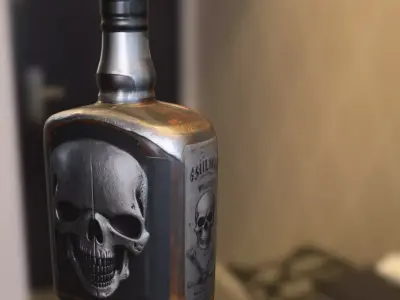 Skull Whiskey Bottle Low-poly 3D model