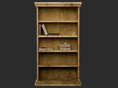 Old Wooden Bookshelf - Stylized Game Prop Low-poly 3D model