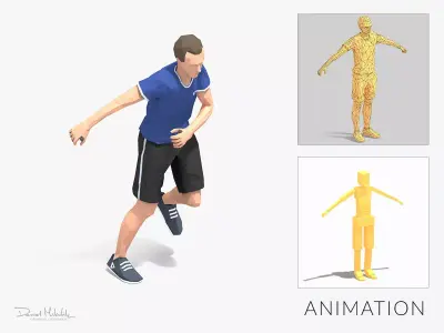 Lateral jump Exercise Man Animation Low-poly 3D model
