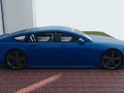 BLENDER EEVEE Brandless Mid Size 4 door coupe Low-poly 3D model