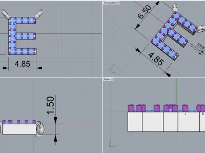 E initial pendant necklace  model 695 3D print model