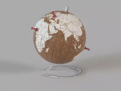 Small White Cork Globe 3D model