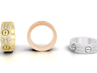 LOVE Ring Classic paved 15mm-20mm 3D print model