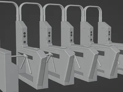 NYC Subway Ticket Checker Gate Low-poly 3D model