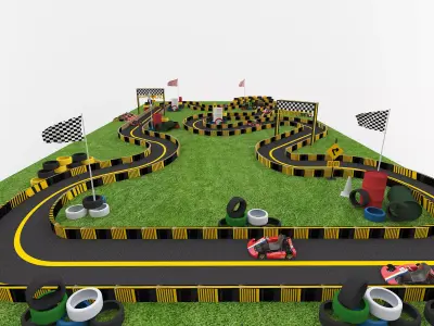 Go-kart bumper car Low-poly 3D model