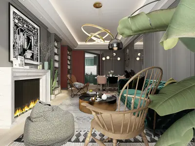 Luxury living room interior 3D model