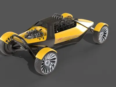 Sci-Fi futuristic racer buggy Low-poly 3D model