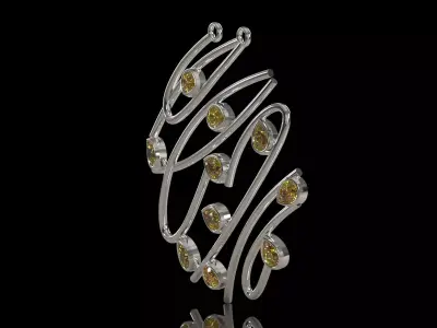 Calligraphic Script Diamond Teardrop Pendant model jp0386 3D print model