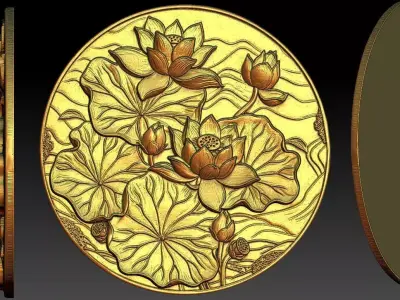 1 round lotus CNC Relief Model 3D print model