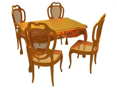 classical Dining set Low-poly 3D model