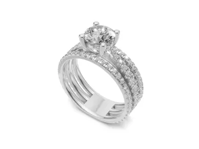 Solitaire Engagement Ring with Pointer Round Diamond 3D print model