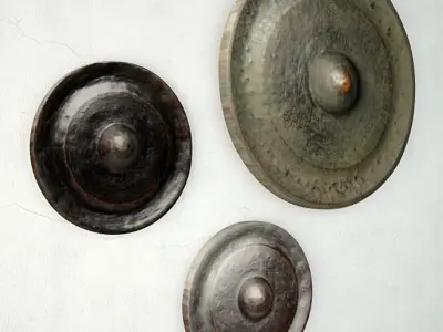 19th Century Laos Bronze Gongs 2 3D model