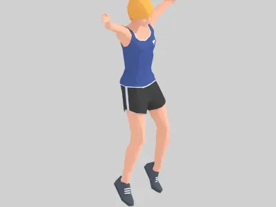 Jumping Jacks Exercise woman Animation Low-poly 3D model