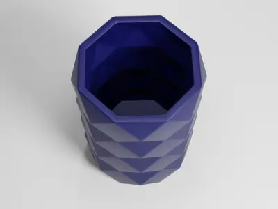 Pen Pencil Holder geometric dark blue 3D print model