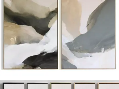 Plaster Two Photo Frame 296 Low-poly 3D model