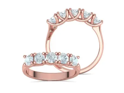 Five Stone Wedding Ring 4mm Stones Solitaire Ring 3dmodel 3D print model