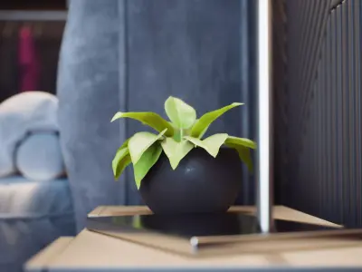 Interactive Modern Bedroom Low-poly 3D model