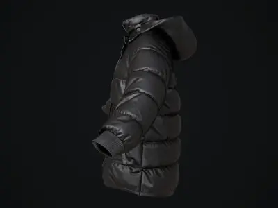 Black winter jacket Low-poly 3D model