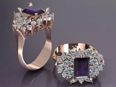 marquise diamond ring 01 3D print model