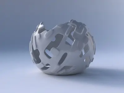 Bowl Spheric wavy with smooth cuts and bulges   3D print model