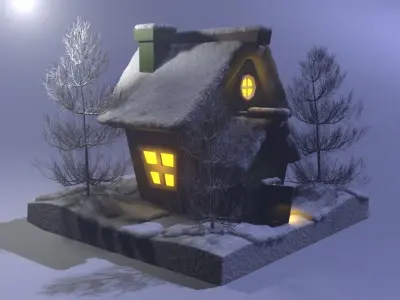 Winter House Low-poly 3D model