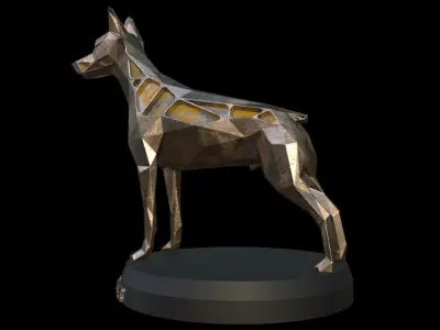 Steampunk Doberman Pinscher  Low-poly 3D model