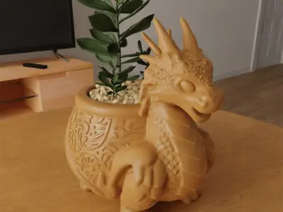 dragon planter - vase - garden urn - candy dish -candle holder 1 3D print model
