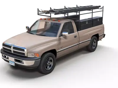 Dodge Ram 1995 utility pickup truck Low-poly 3D model