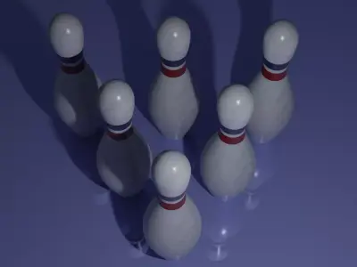 Bowling pin with red and blue lanes Low-poly 3D model