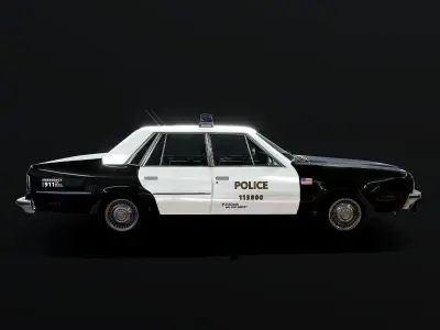 80s Police retro car Low poly Model Low-poly 3D model