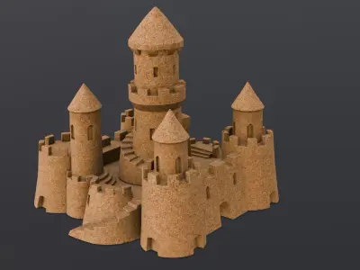 Sandcastle 3D Model Low-poly 3D model
